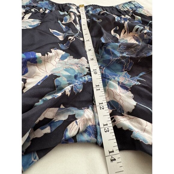 Johnny Was Women's Chryssy Charmeuse Wide Leg Pant S Blue 100% Silk Floral - Picture 8 of 9